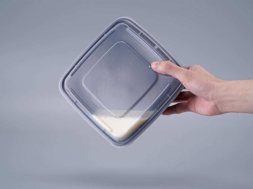 36oz Black PP Square Container | Base & Lid Combined